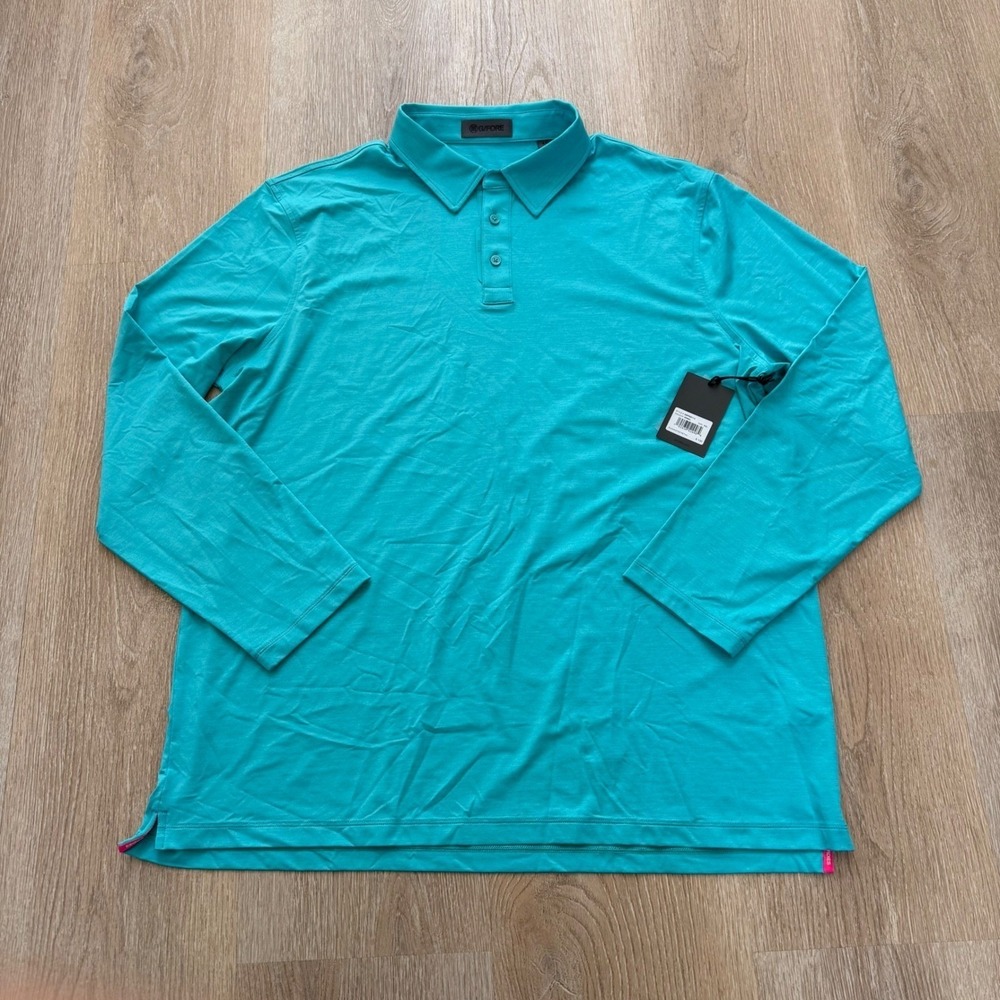 G/FORE LS Golf Polo Shirt Mens S "SRMEL" Turquoise UPF 50+ Performance - Picture 2 of 9